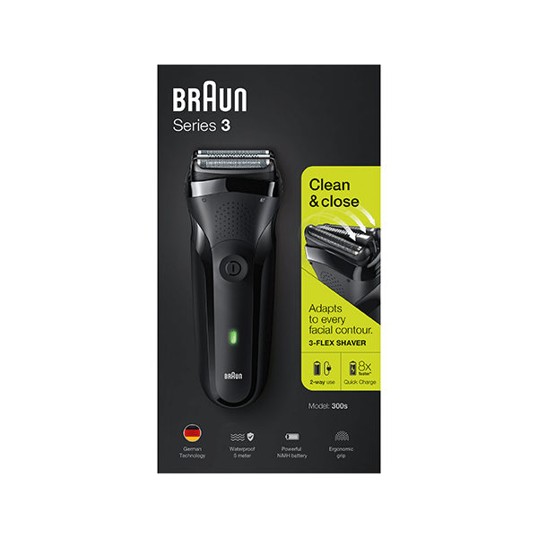 BRAUN SHAVER 300 BLK/BLK Box EURO